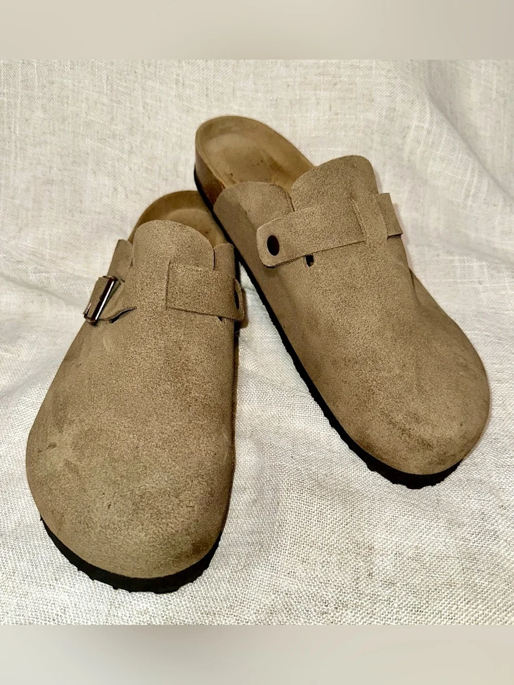 Project Cloud Taupe Suede Memory Foam Clogs Size 10